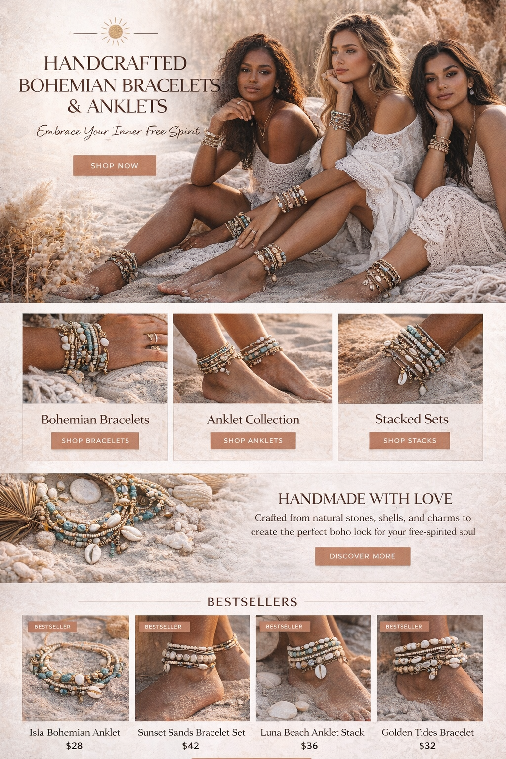 Bohemian jewelry — ecommerce layout