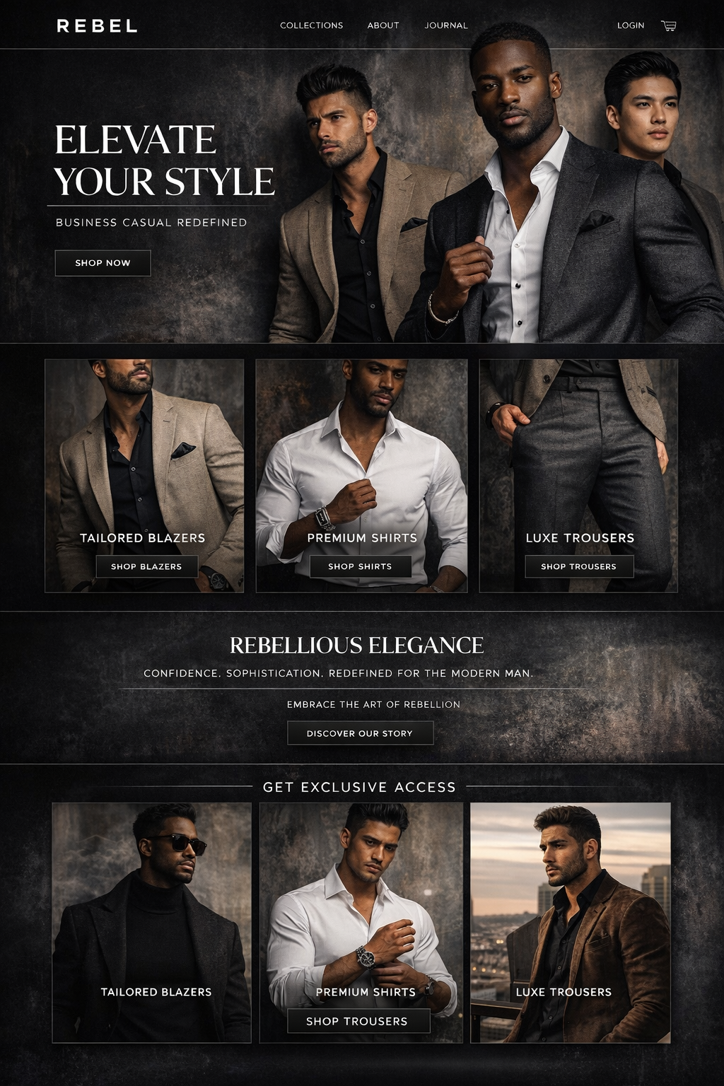Men's fashion — ecommerce experience