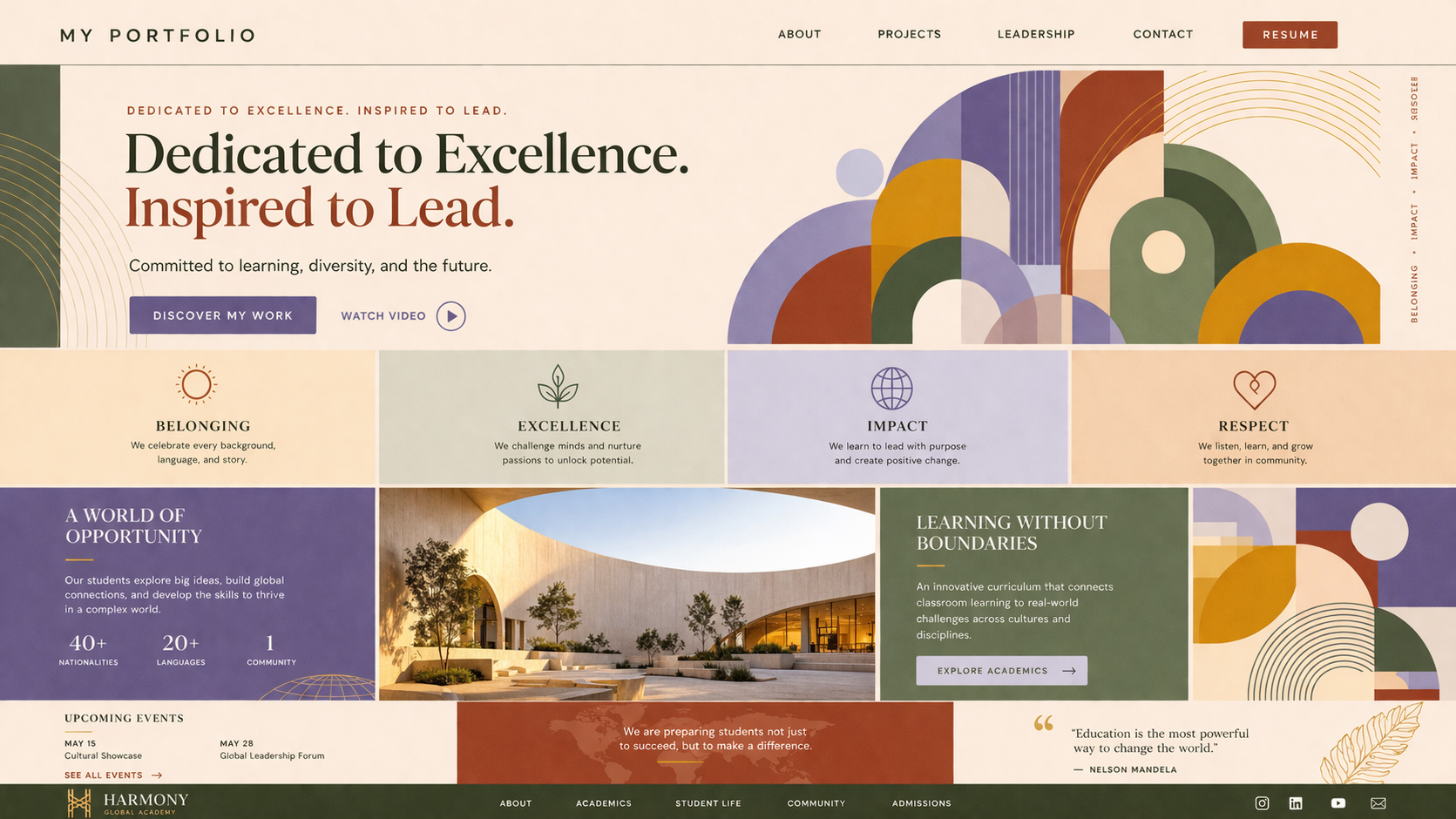 Education platform — homepage design