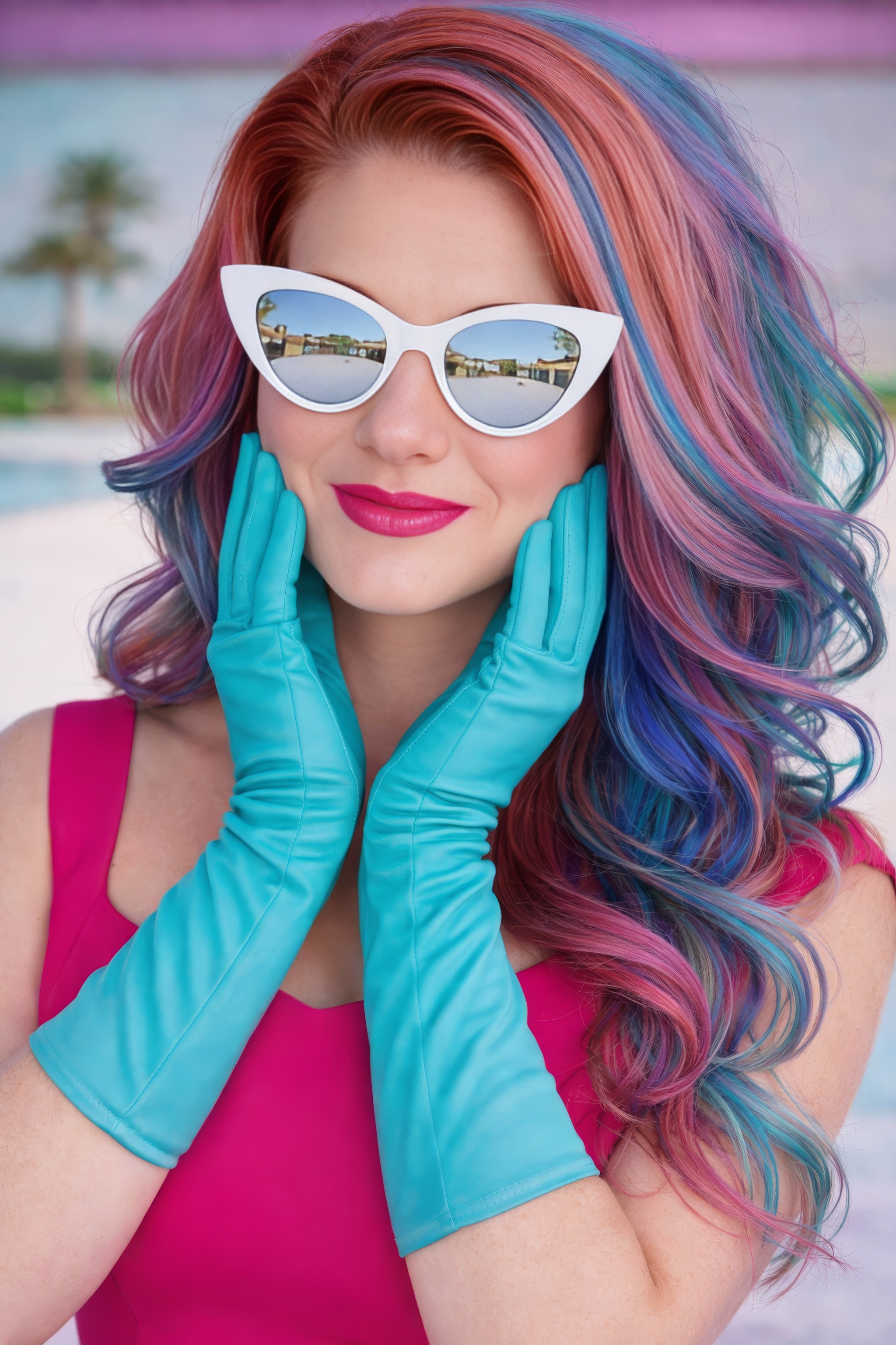 White glasses and gloves